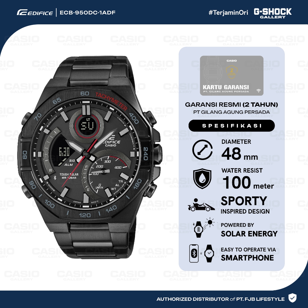 Casio Jam Tangan Pria Edifice Original ECB-950DC-1ADF Analog Digital