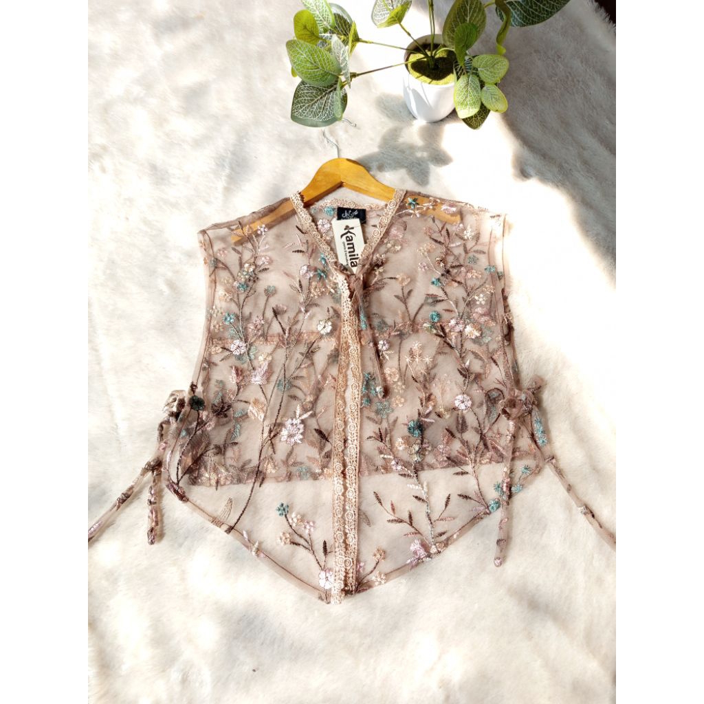Outer brokat wanita kekinian|vest|Rompi