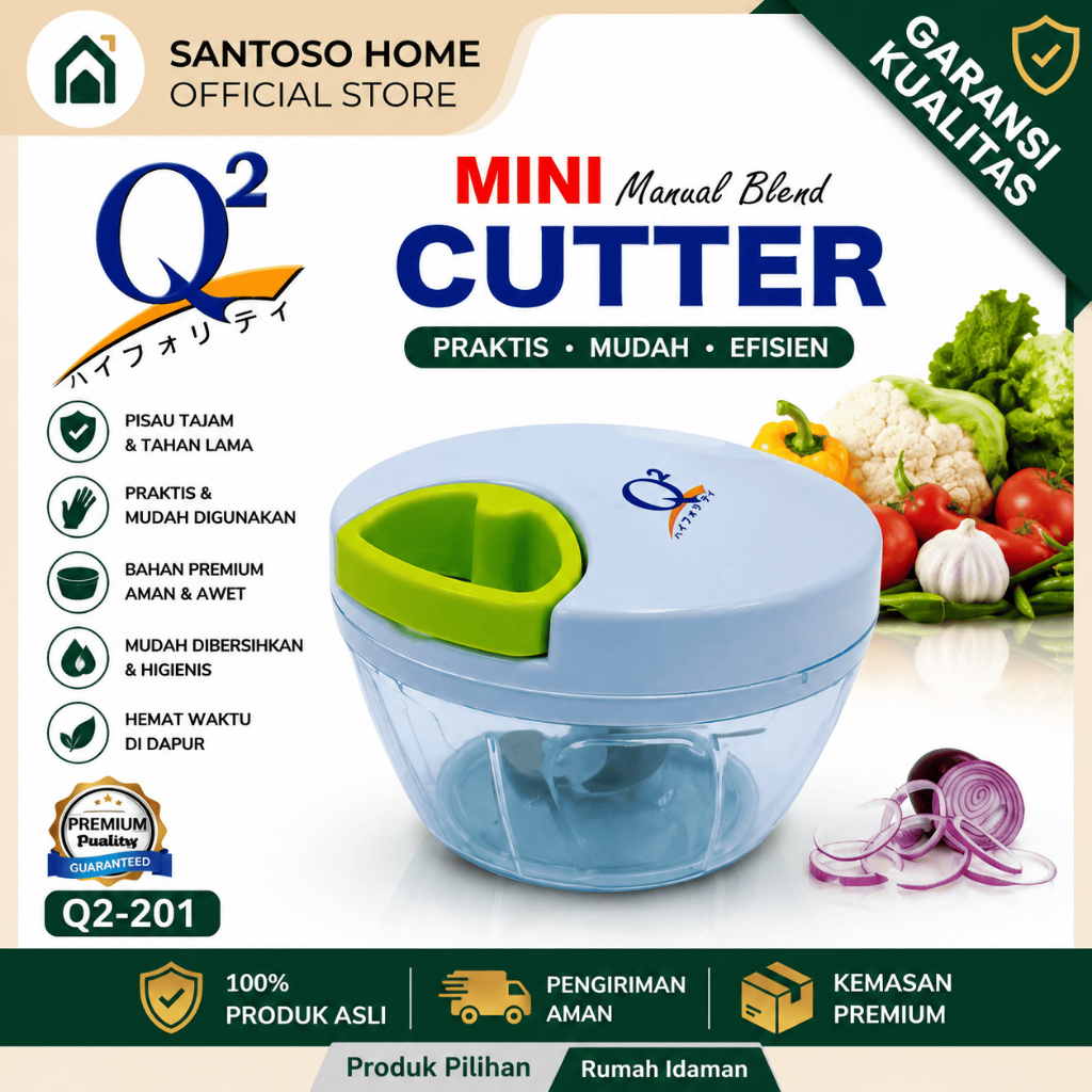 Q2-201 Blender Manual Putih Speedy Chopper - Stainless Steel Tajam, Desain Praktis, Mudah Dibersihka