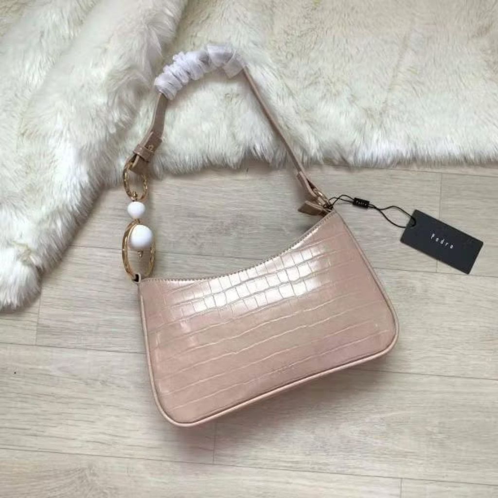 Tas Pedro Selempang Wanita Putih Motif Kulit Crocodile