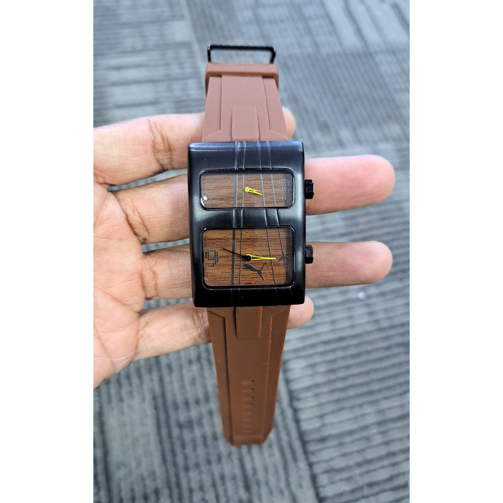 Jam Tangan Pria PUMA PU101601001  TWO-BLACK BROWN RUBBER