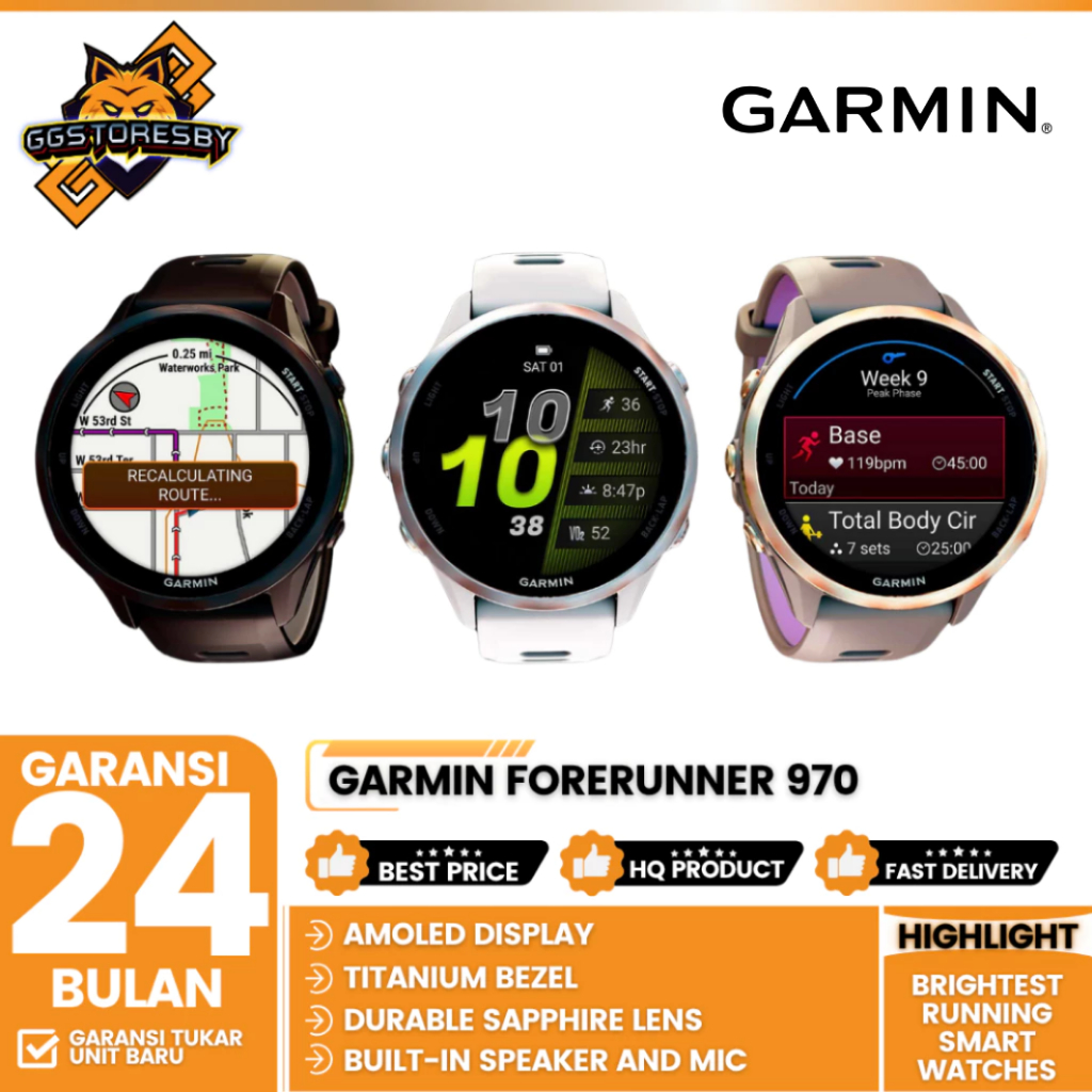 GARMIN Forerunner 970 Smart Watch - Jam Tangan GPS Olahraga Triatlon