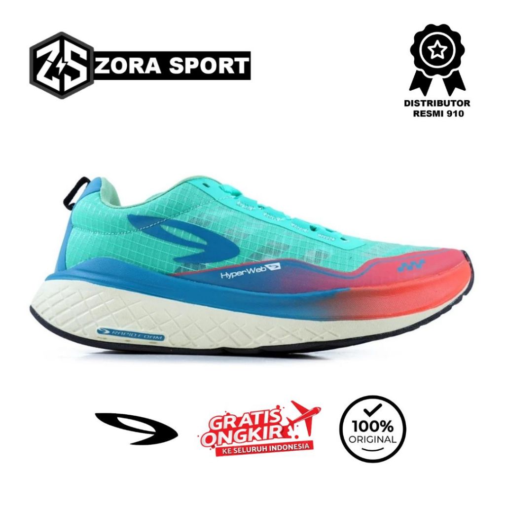 910 NINETEEN SHOES ULTRA EKIDEN HIJAU-AURORA/MERAH/HIJAU-TOSCA Running Sepatu Outdoor Outdoor