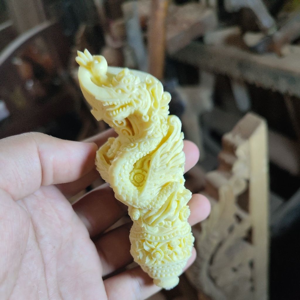 handle gagang deder keris ukir naga warna putih