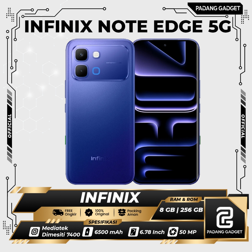 Infinix Note Edge 5G 8/256 GB | HP Layar 3D Lengkung 144 Hz Amoled | Dimensity 7100 Garansi Resmi