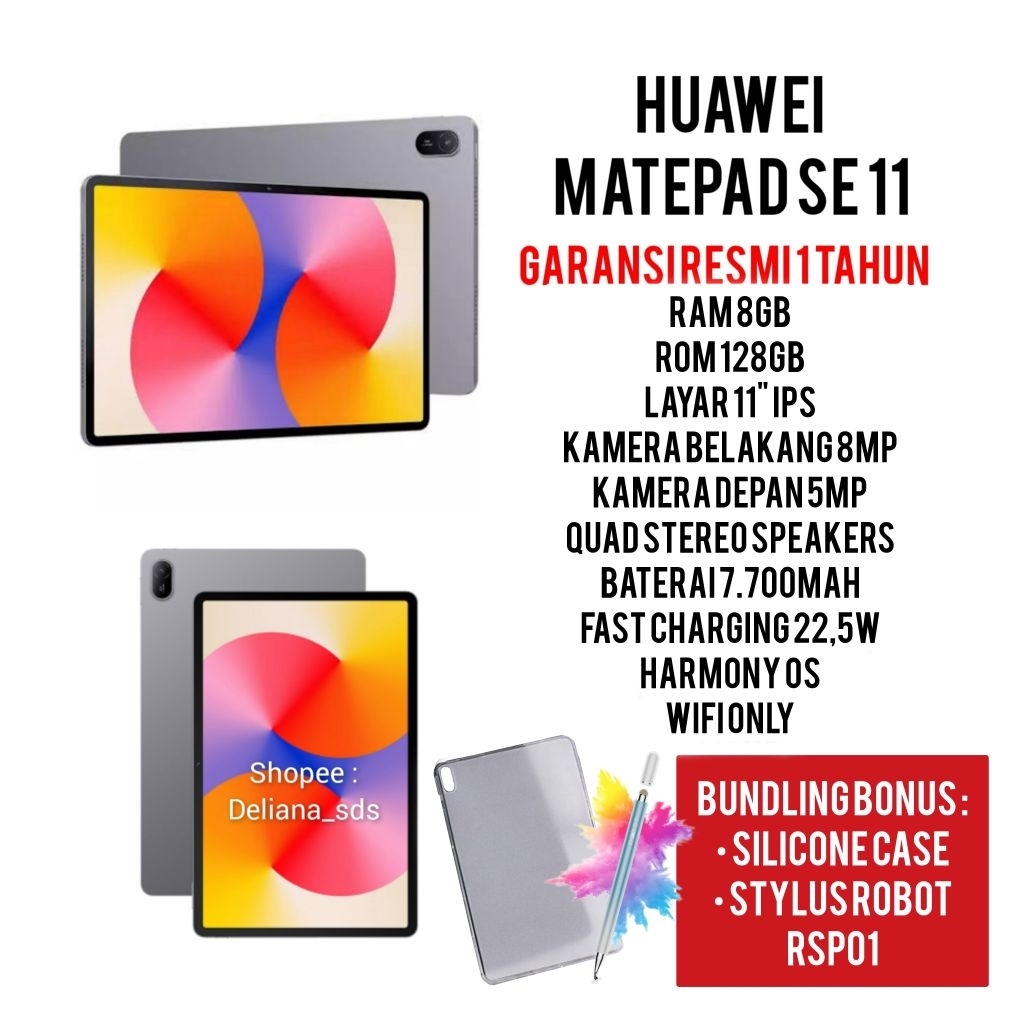 Huawei Matepad Se 11 8/128 Wifi Only Garansi Resmi 1 Tahun Huawei Matepad Se 8/128 Tab Huawei Tablet