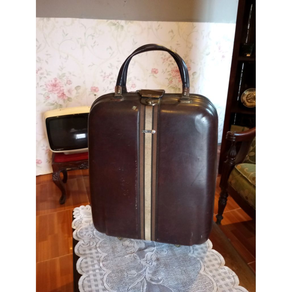 Koper  Kulit Jadul Antik Vintage Merk SUNCO lawas Dekorasi Tua Kuno Retro