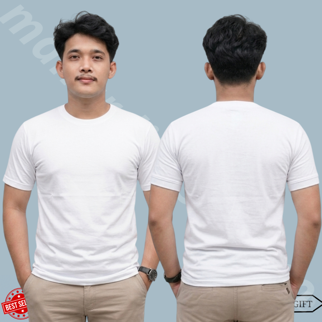 Kaos Polos Slim Fit Pria Press Body Lengan Pendek Warna Hitam Dan Putih Tes TNI POLRI