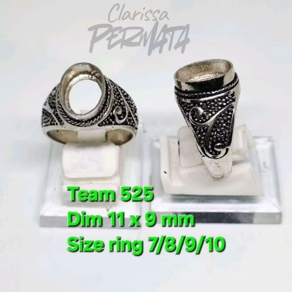 Ring emban alpaka super dim 11x9 tanam ukir motif bali / pengikat ring cincin batu akik eceran elega