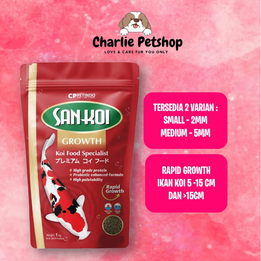 Pakan Ikan San Koi Growth 1kg freshpack makanan ikan koi nutrisi warna cerah Sankoi