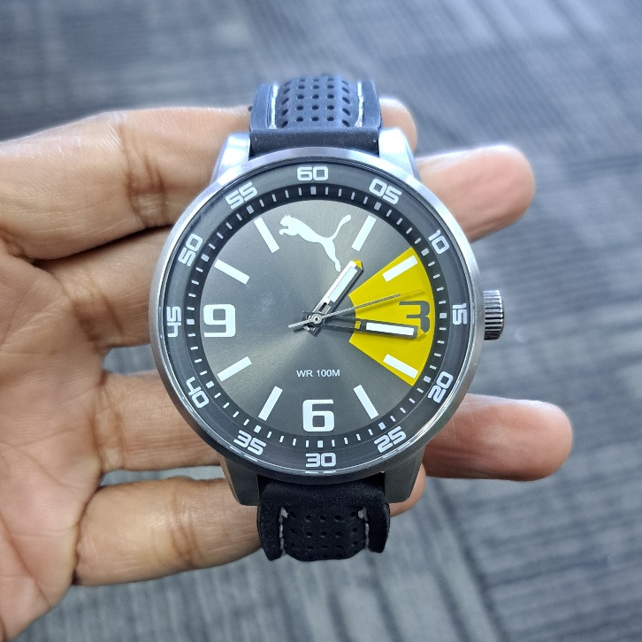 Jam Tangan Pria PUMA PU104171002  ROAD PRECISION - SILVER YELLOW