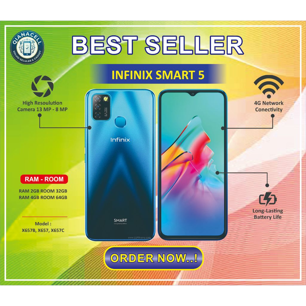 HP INFINIX SMART 5 Second ram 3/32 4G LTE Garansi 1 tahun