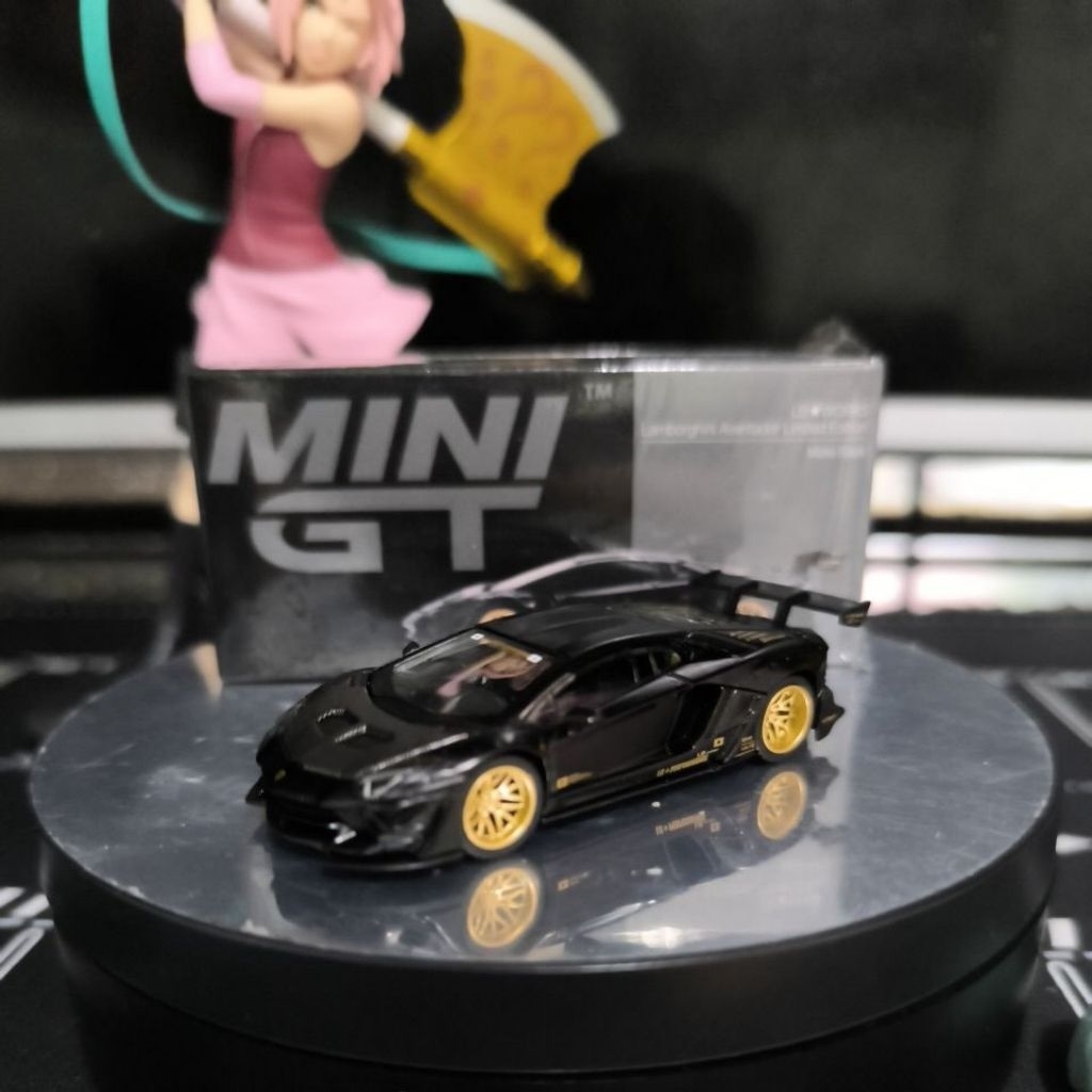mini gt lamborghini aventador limited edition lbwk matte black #1087