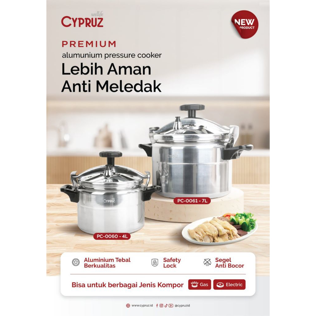 cyprus panci presto jumbo pressure cooker multifungsi 4 liter - 7 liter