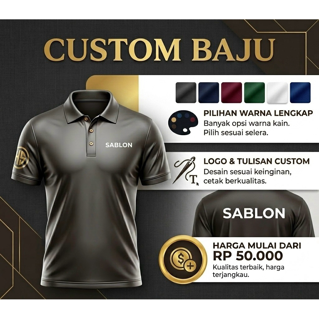 CUSTOME POLO - REQUEST SABLON BAJU POLO - CUSTOME BAJU KERAH SABLON