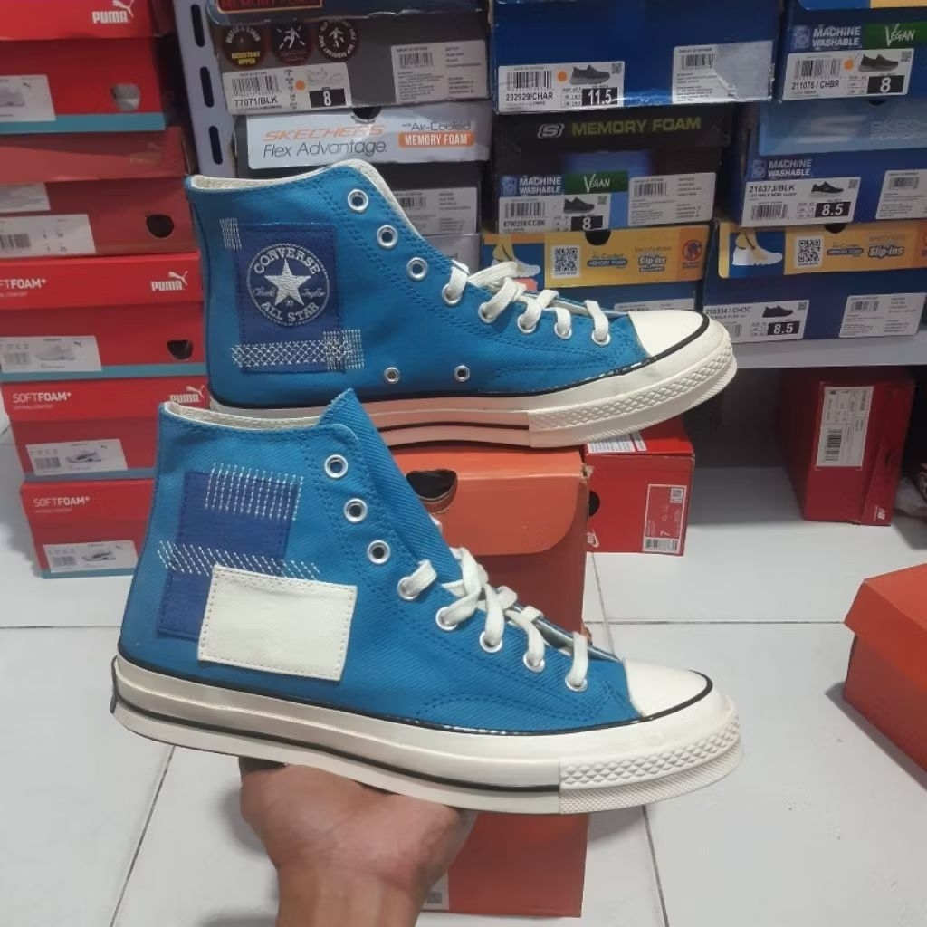 SEPATU CASUAL Converse chuck 70s hi patchwork dutch/blue ORIGINAL