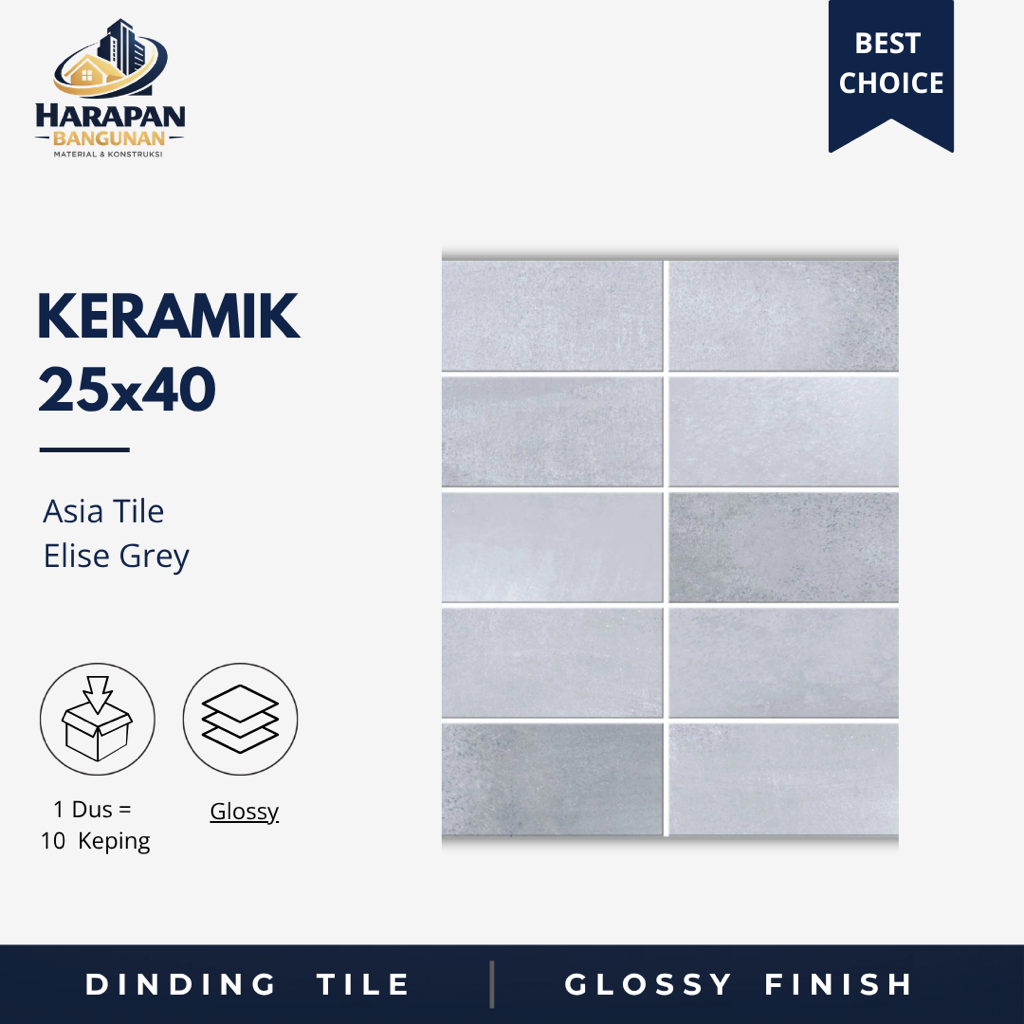 Keramik Kamar Mandi 25x40  Asia Tile Elise Grey Keramik Glossy 25 x 40