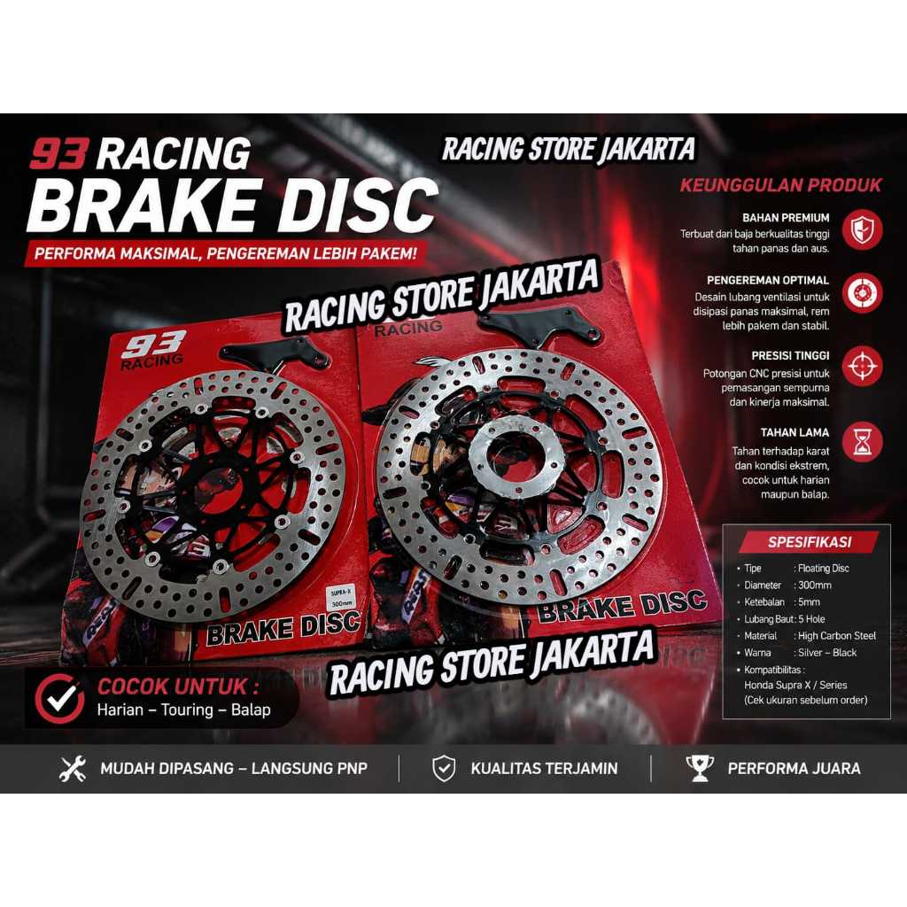 Disc Brake Mos 300mm Plus Breket Piringan Cakram Depan Variasi Motor Kharisma Karisma Supra x Supra 