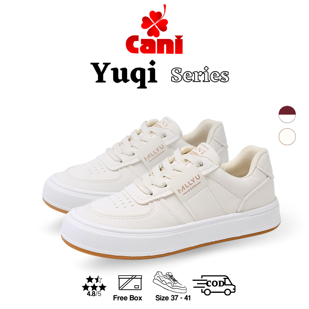 Cani "Free Box" (Size 36- 41) Yuqi Sepatu Sneakers Wanita Fashion Korea Kasual Sepatu Putih Trendy 9