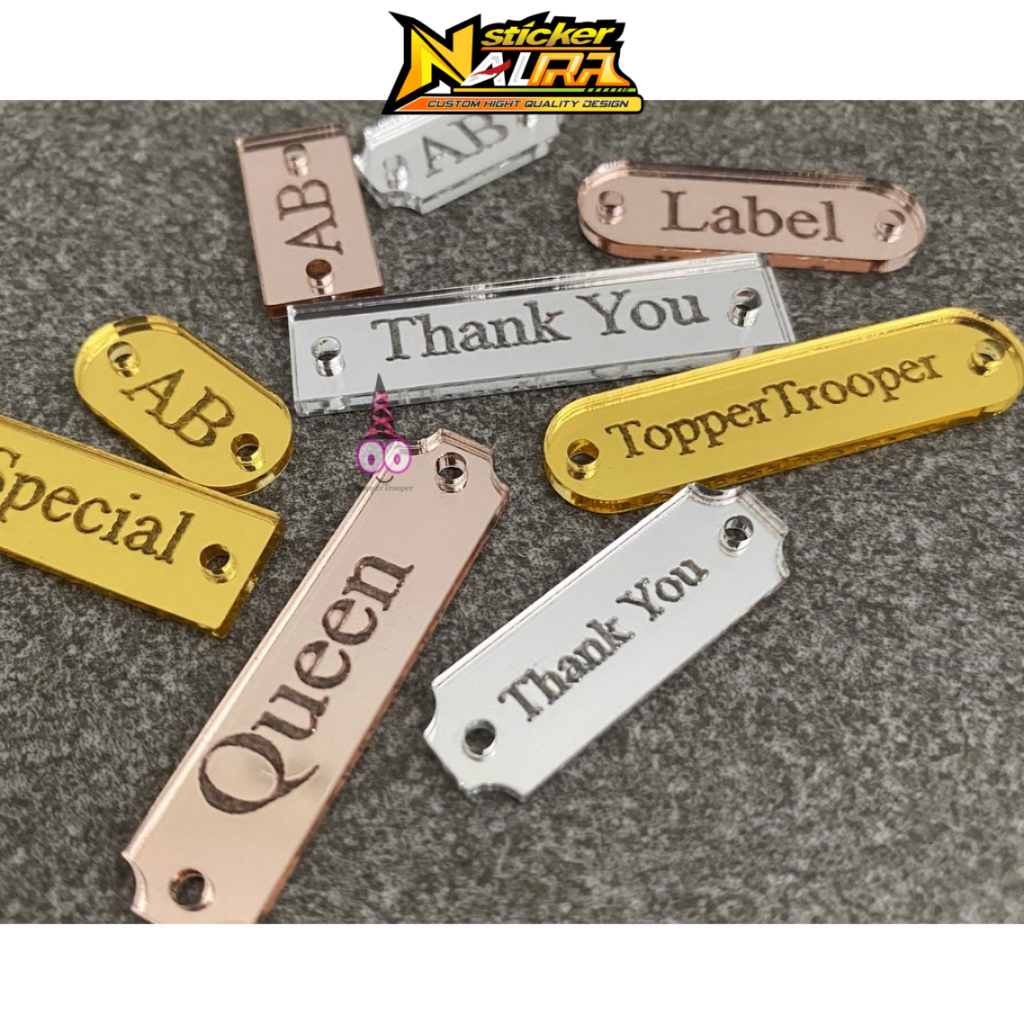 Label Akrilik | Label Produk Akrilik | Label Tas | Label Hijab Branding | Custom Cutting Label | Pro