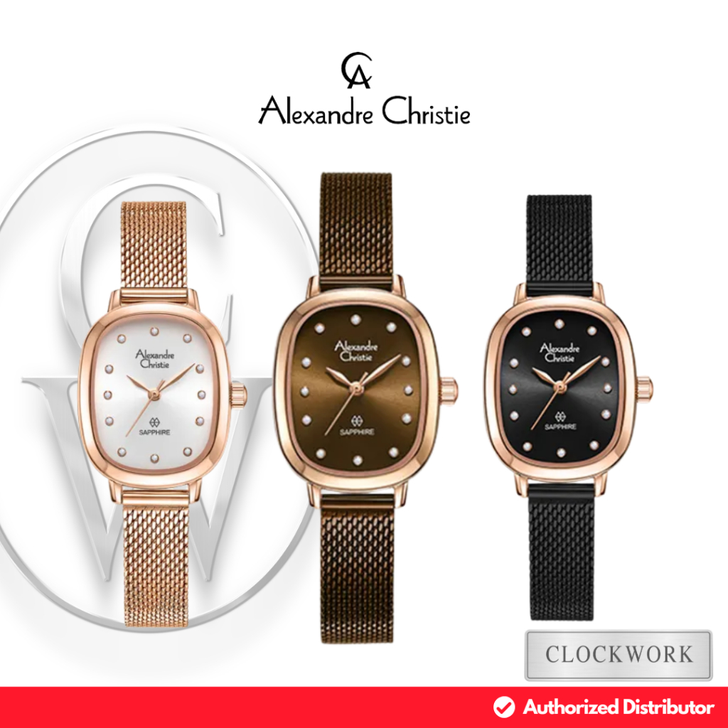 Jam Tangan Wanita Alexandre Christie AC 2B40 Rantai Pasir / Mesh Strap Elegant Casual