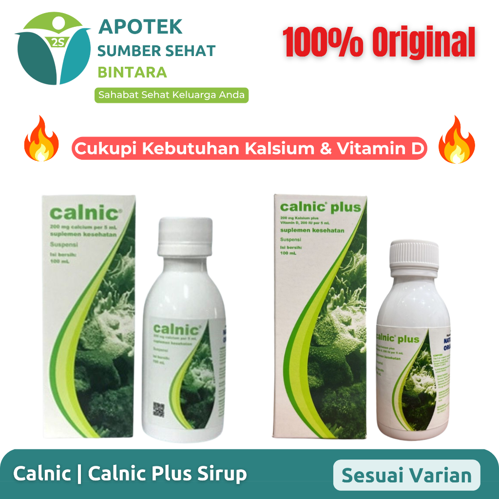 Calnic Sirup | Plus 100 ml | Suspensi Kalsium Anak | Vitamin Tulang & Gigi