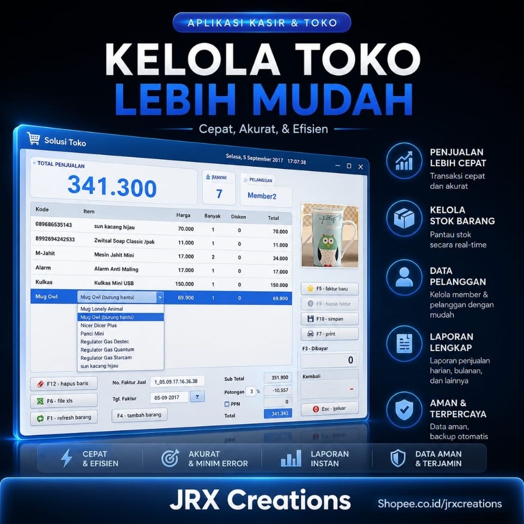 Aplikasi PROGRAM TOKO Kasir Point Of Sales 4 Program Toko - Aplikasi Canggih Untuk Kasir + Pembukuan