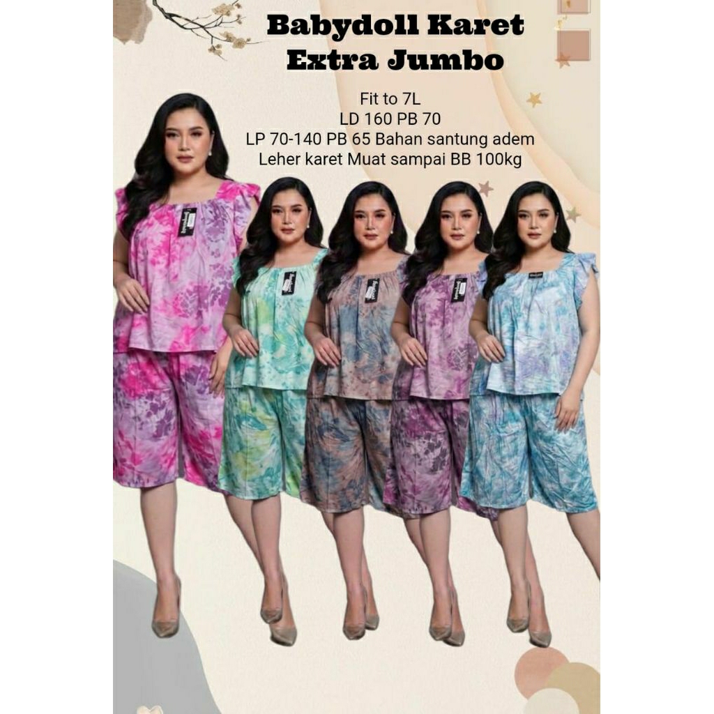 Babydoll Karet Extra Jumbo Ld 160/Setelan Lengan Pendek