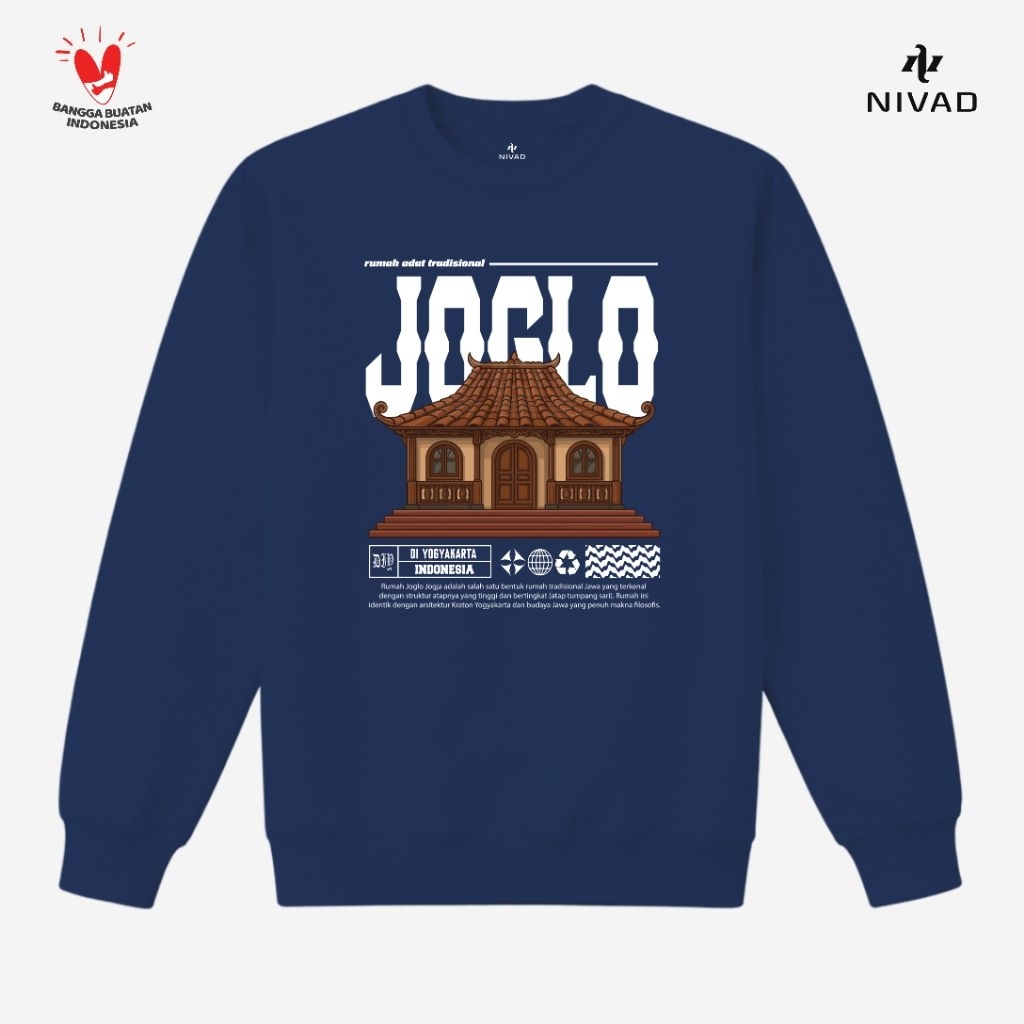 Nivad Sweater Crewneck Ruma Adat Tradisional Yogyakarta Joglo
