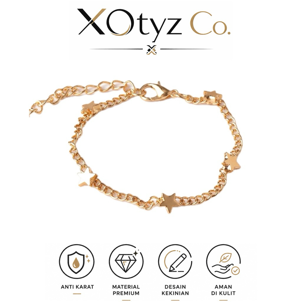 Gelang Wanita Bintang Emas | Gelang Fashion | Gelang Aksesoria