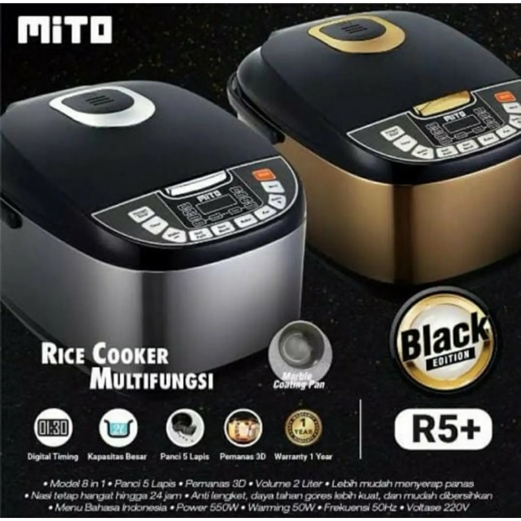 MITO RICE COOKER DIGITAL R5+ - MAGIC COM DIGITAL MITO 2 LITER - MAGIC COM MITO 8IN1 DIGITAL - RICE C