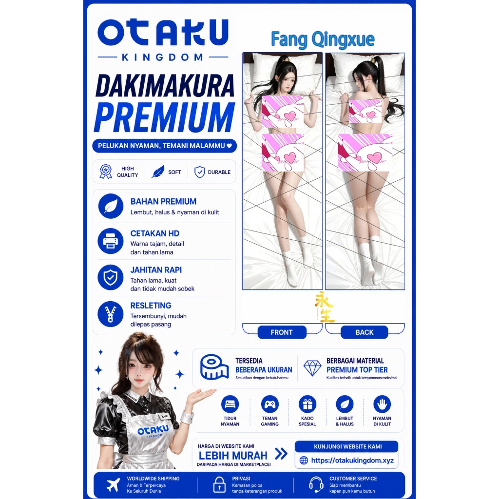 Sarung Bantal Dakimakura 3D Art Pillow Cover Only Fang Qingxue - Eternal Life / Immortality By Otaku