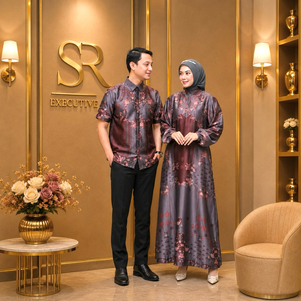 Gamis couple suami istri kekinian bahan silk premium