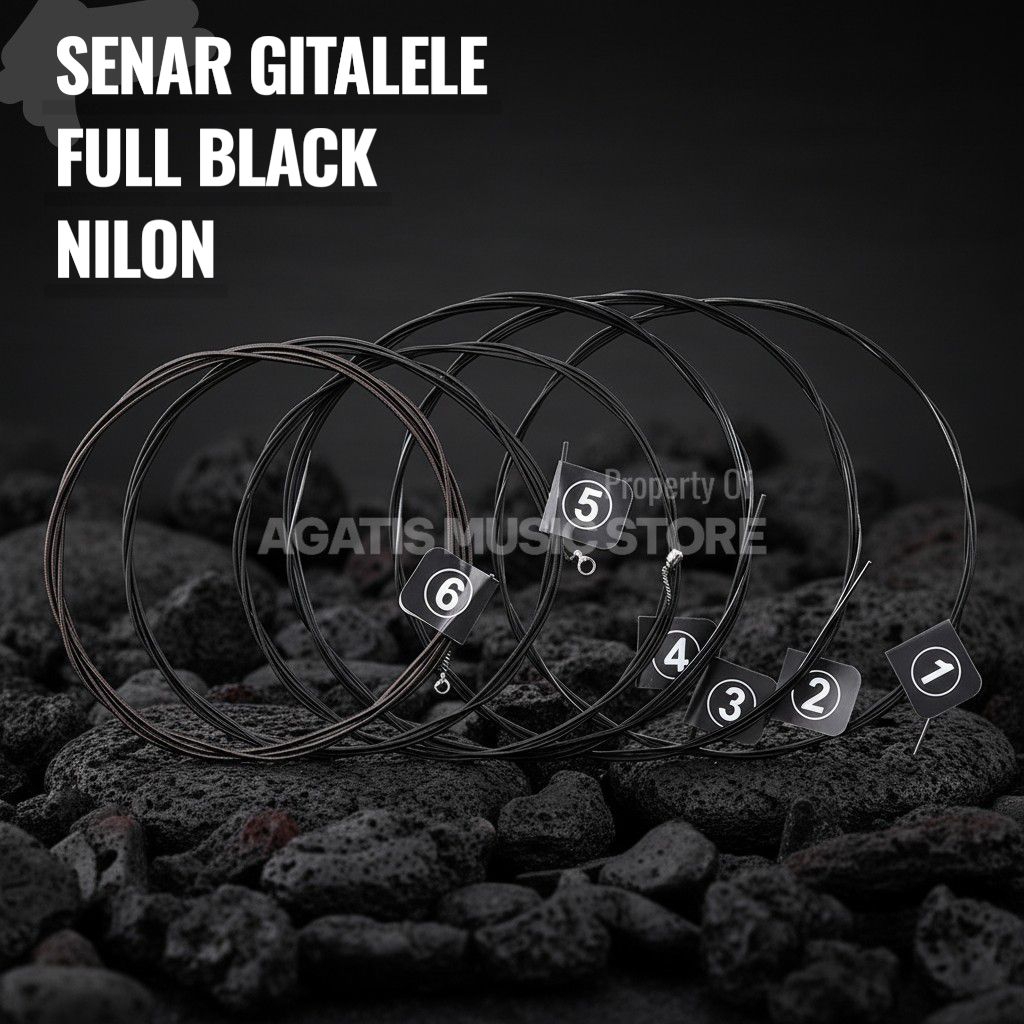 Senar guitalele guitalele set isi 6 full black spesial bonus