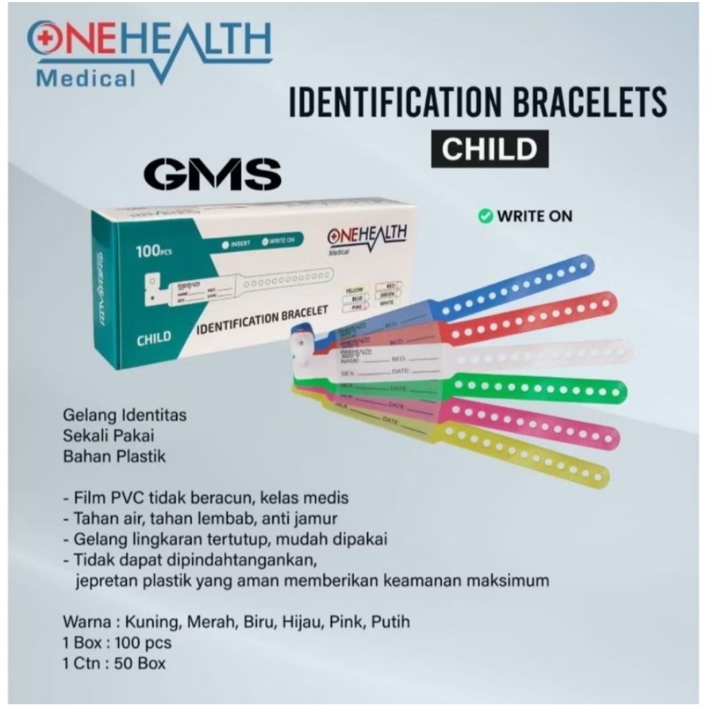 ONEHEALTH, ID Band / Gelang Pasien Child (Pink)