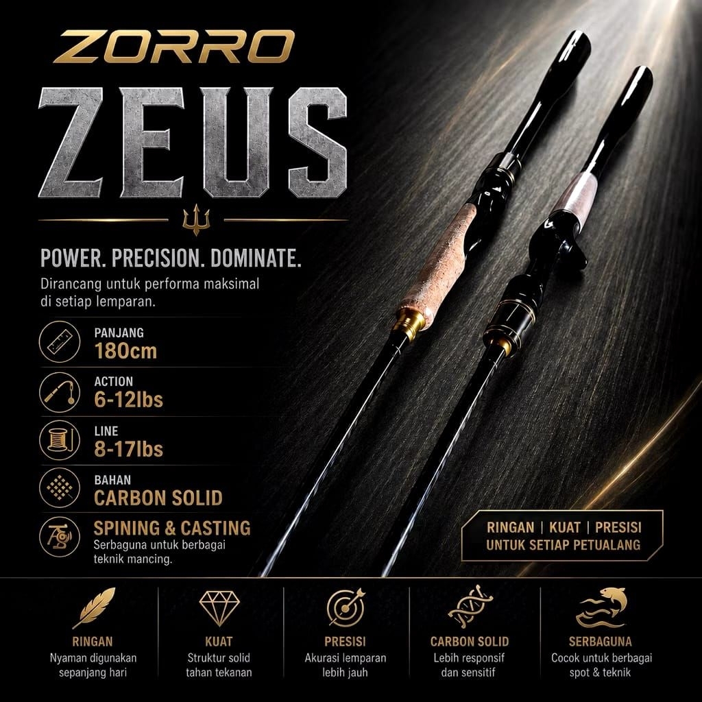 joran pancing medium zorro zeus solid carbon