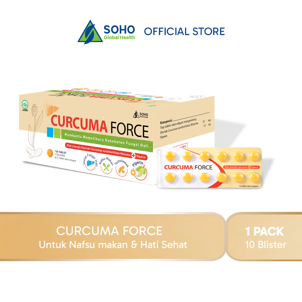 Curcuma Force Suplemen Kesehatan Hati & Nafsu Makan 10 Blister Isi @12 Tablet