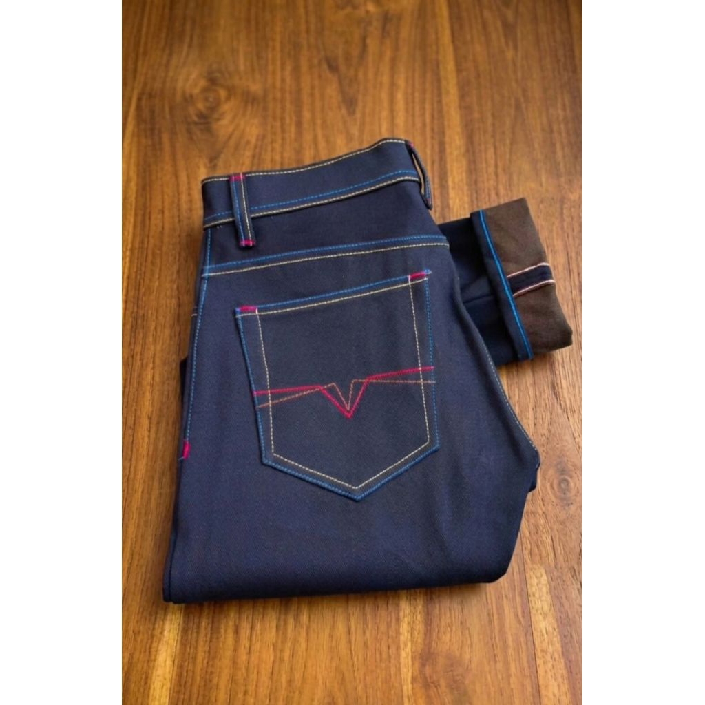 CELANA DENIM SALVEDGE DENIM RAW OZ 17 UKURAN 23 - 34 deep indigo Biru tua pekat