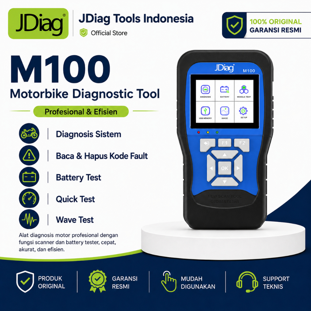 JDIAG M100 BIRU SCANNER MOTOR JDIAG M 100 SCAN SEPEDA MOTOR HONDA ECU OBD2