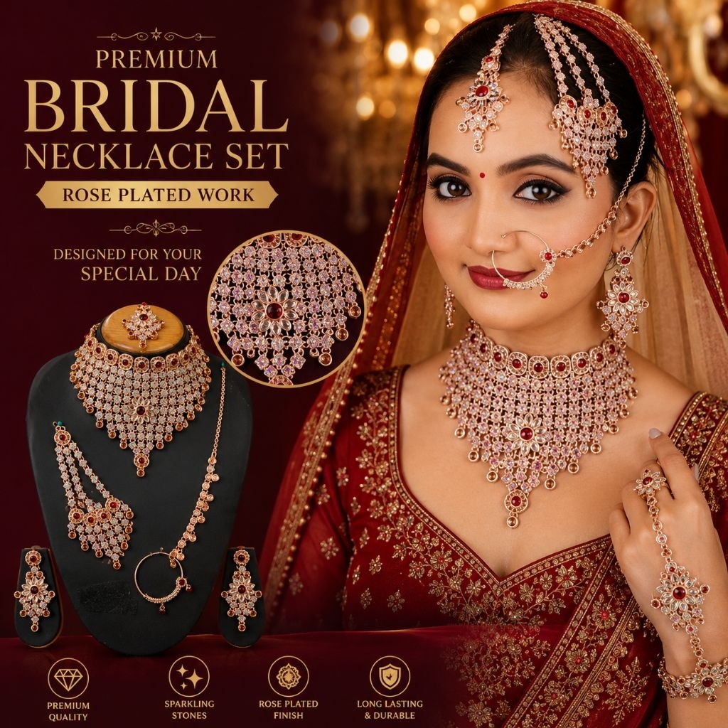 Set aksesoris kalung india - choker india lengkap - perhiasan pengantin india - wedding india