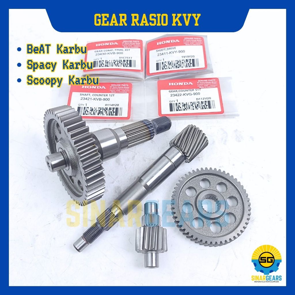 Gear Rasio Set Original Honda KVY Gigi Rasio Beat Karbu Spacy Karbu Scoopy Karbu Gearbox Transmisi G
