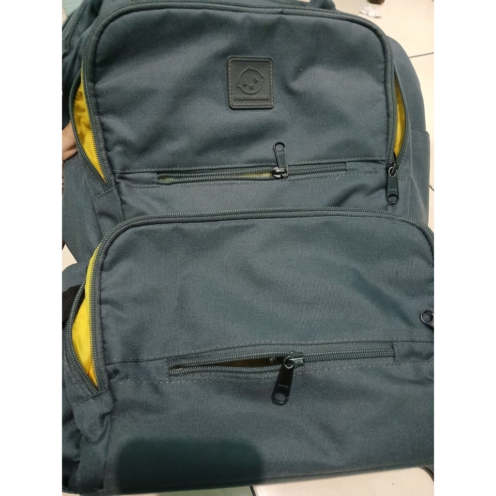 preloved tas ransel Papamama Oppa water repellent 2in1 diaper bag cooler bag banyak sekat