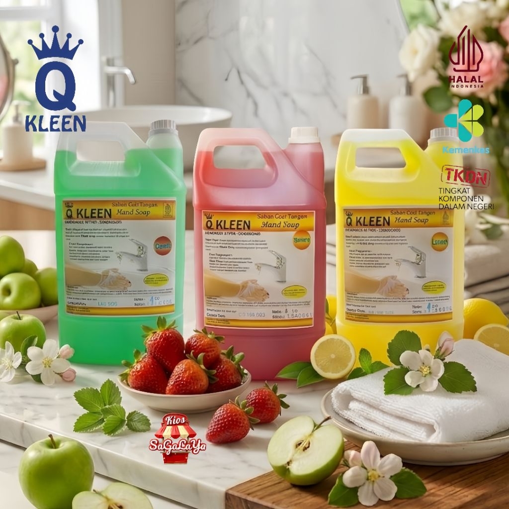 Q KLEEN Hand Soap Sabun Cuci Tangan Cair Premium 4L – Wangi Buah, Higienis & Lembut di Tangan