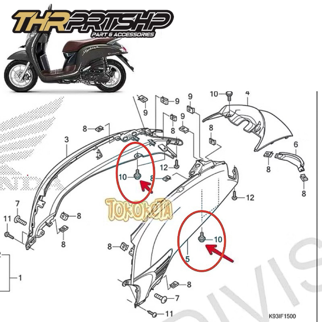 Baut Body Belakang Bawah Scoopy 2013-2020, Genio.Stainles Heng