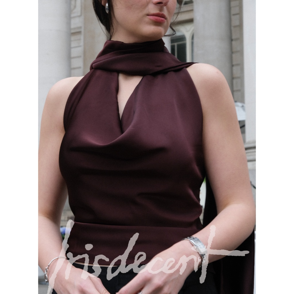 The Flow Top | Satin Halter Top with Long Scarf