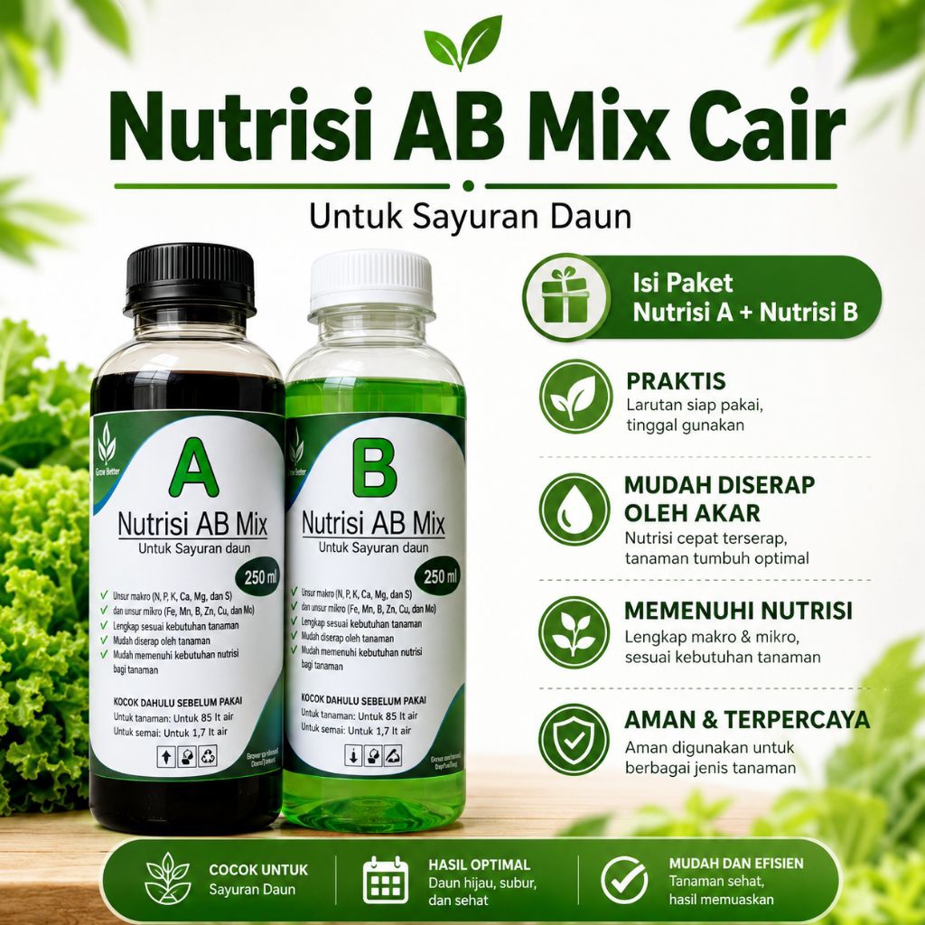 Ab Mix Sayur daun Pupuk ab mix cair  Ab mix Hidroponik  Pupuk nutrisi Ab mix