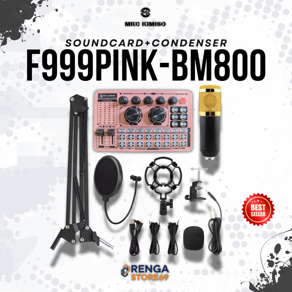 Paket Lengkap Soundcard F999 PINK+BM800