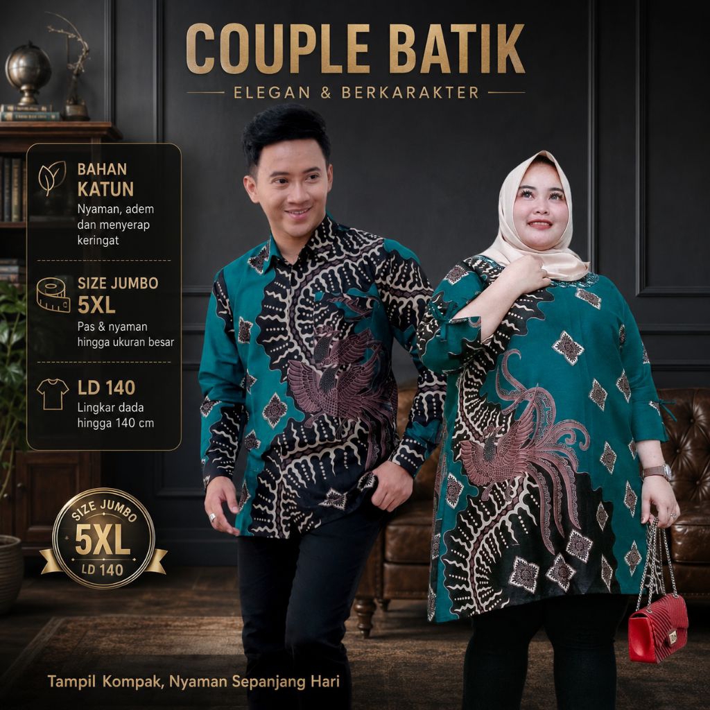 Atasan Wanita Baju Couple Tunik Batik Jumbo Size M L XL XXL 3XL 4XL LD 130cm LD 140 Kekinian Murah