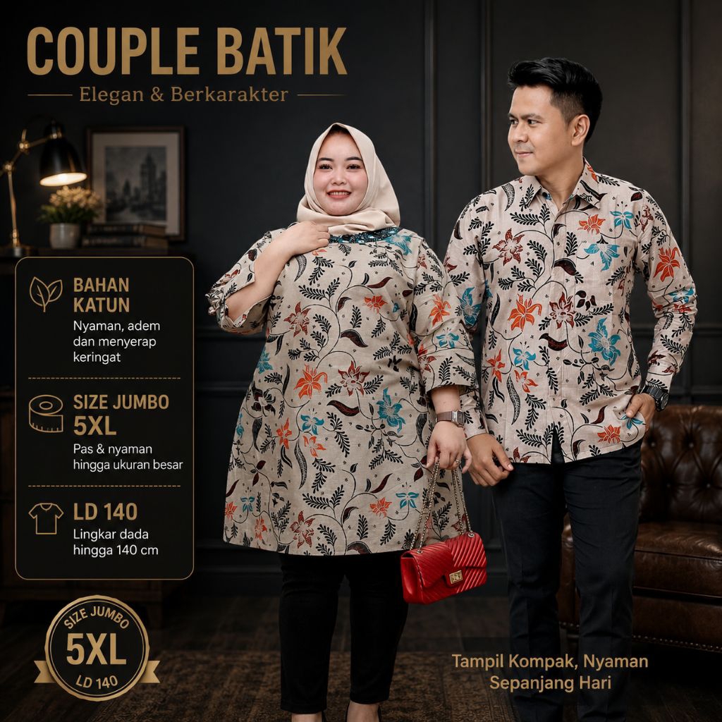 Baju Batik Couple Pria Wanita Jumbo LD 140