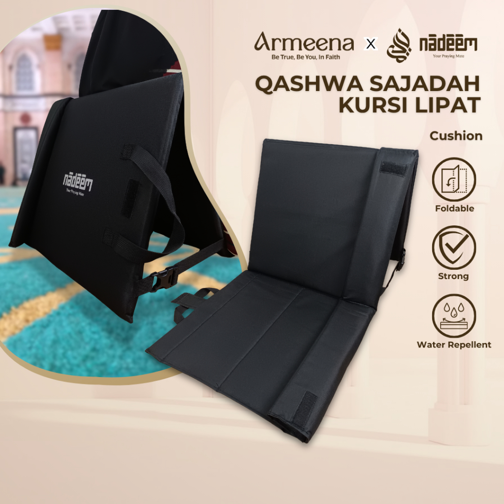 Armeena  - Qashwa Sajadah Lipat Kursi Lesehan Portable Premium | Sajadah Sandaran Punggung Itikaf Em